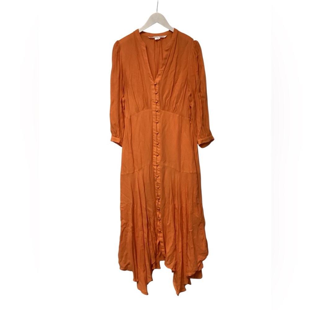 Veronica Beard Orange Button-Front Midi Dress - Picture 3 of 6